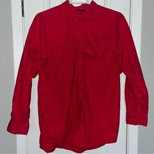 WESTERN SIGNATURES SHIRT SOLID RED XL COTTON LONG SLEEVE SNAPS COWBOY RODEO MEN